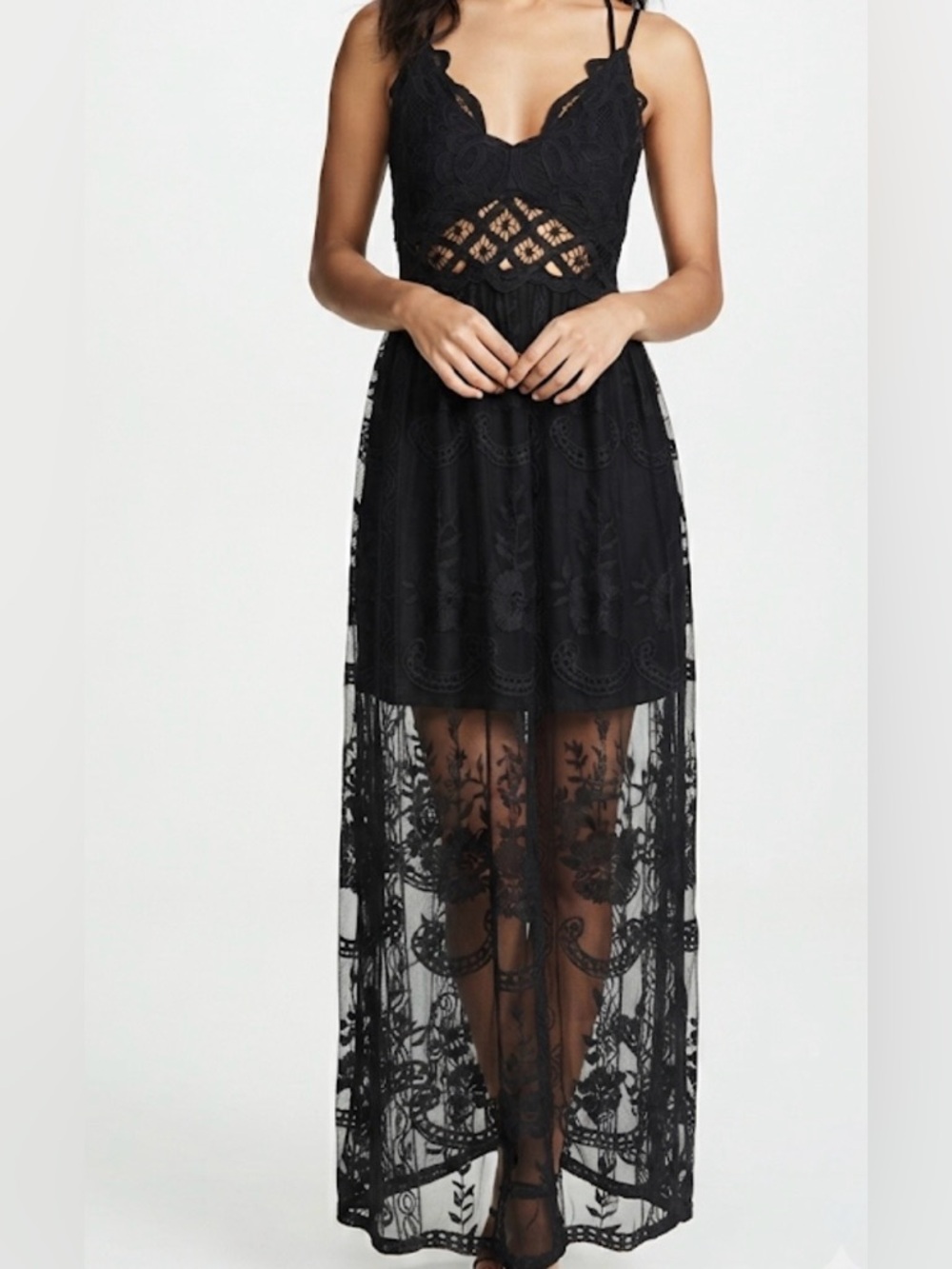 Rebellion Black Lace Maxi Dress XL